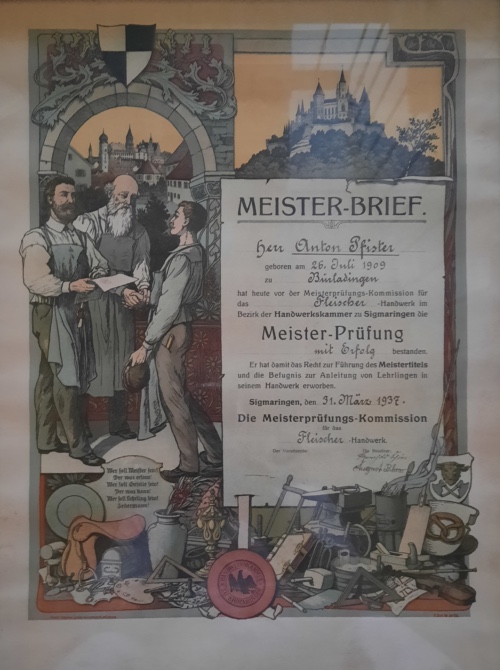Meisterbrief Anton Pfister. Metzgerei Pfister in Burladingen Meisterbrief Anton Pfister. Metzgerei Pfister, Josengasse 4, 72393 Burladingen +49 (0) 7475 203